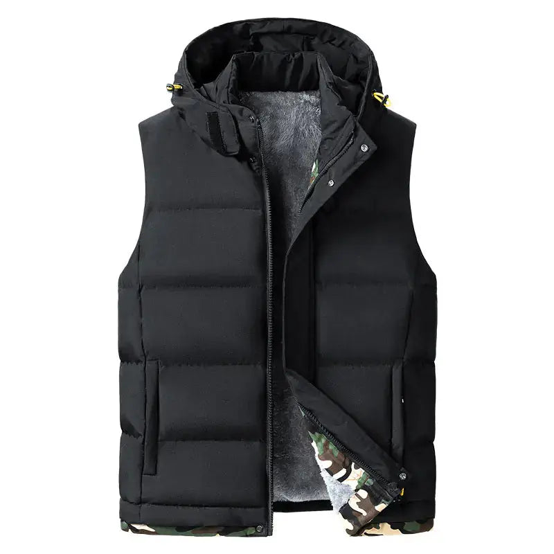 Men's Comfort Velvet Detachable Hood Vest Austin Eleven