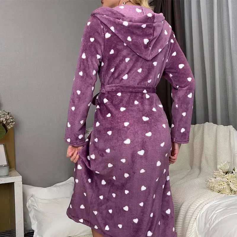 Women's Long Sleeve Plush Bathrobe Austin Eleven