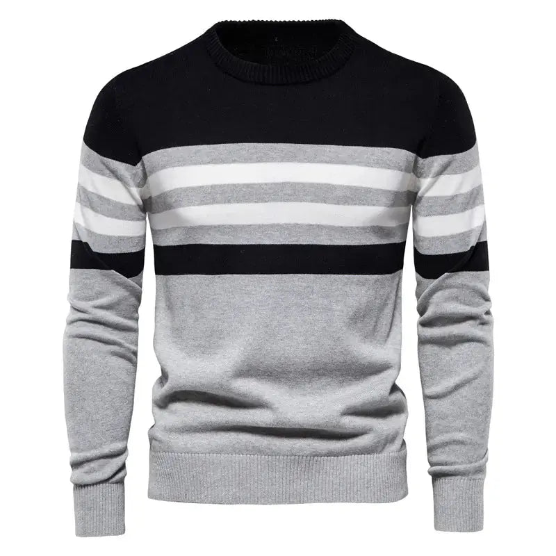 Men's Cotton Striped Pullover Sweater Austin Eleven