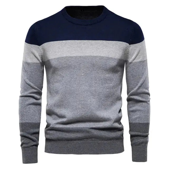 Men's Cotton Striped Pullover Sweater Austin Eleven