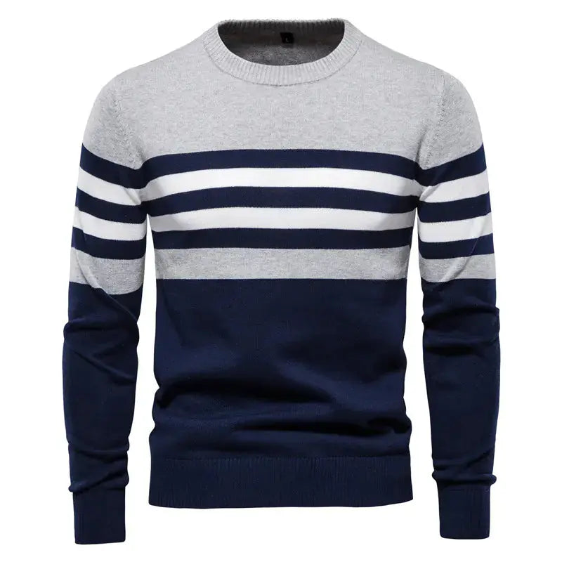 Men's Cotton Striped Pullover Sweater Austin Eleven