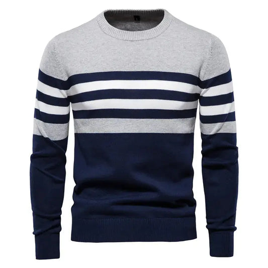 Men's Cotton Striped Pullover Sweater Austin Eleven