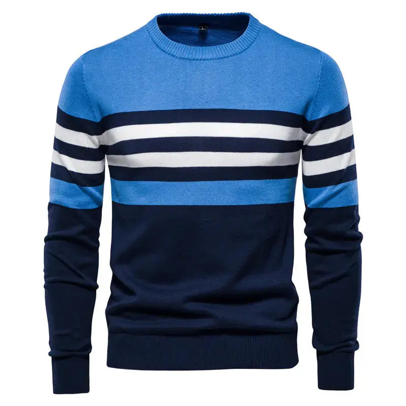 Men's Cotton Striped Pullover Sweater Austin Eleven