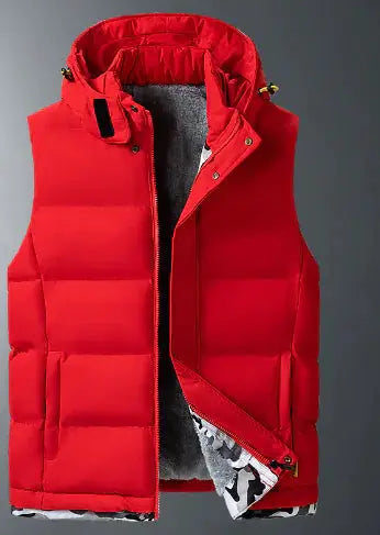 Men's Comfort Velvet Detachable Hood Vest Austin Eleven