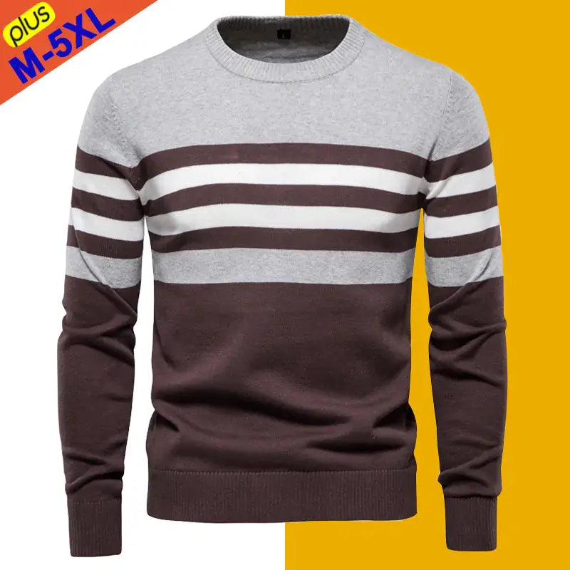 Men's Cotton Striped Pullover Sweater Austin Eleven