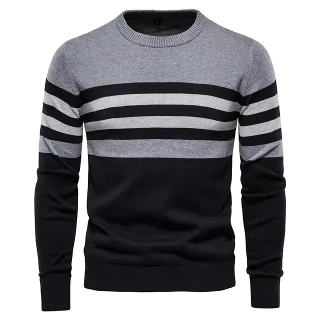 Men's Cotton Striped Pullover Sweater Austin Eleven