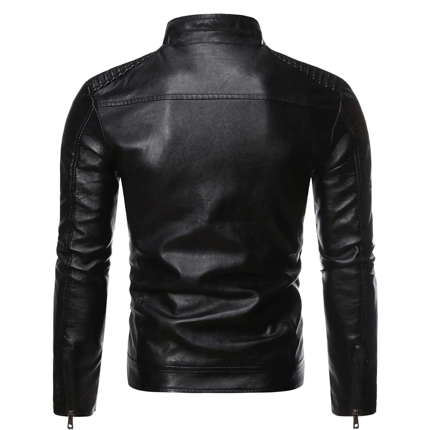Men's Stylish Dual Zip Striped PU Leather Jacket (sizes up to 4X) Austin Eleven