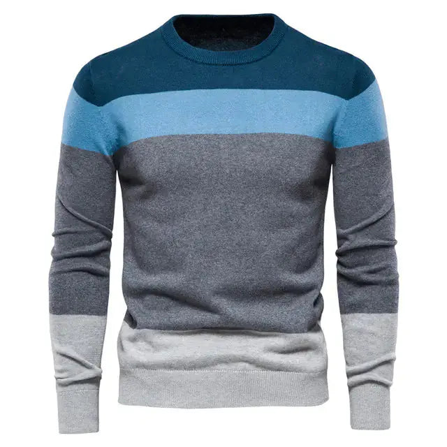 Men's Cotton Striped Pullover Sweater Austin Eleven