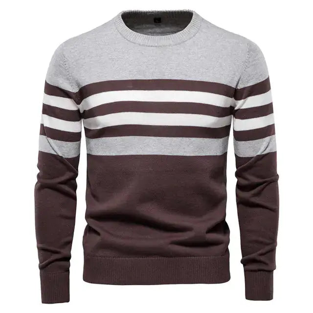 Men's Cotton Striped Pullover Sweater Austin Eleven