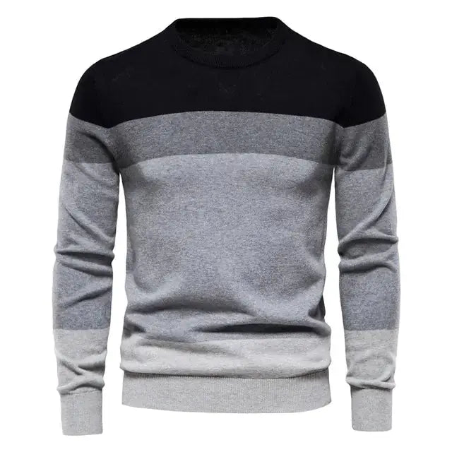 Men's Cotton Striped Pullover Sweater Austin Eleven