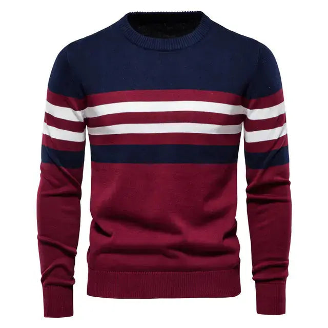 Men's Cotton Striped Pullover Sweater Austin Eleven