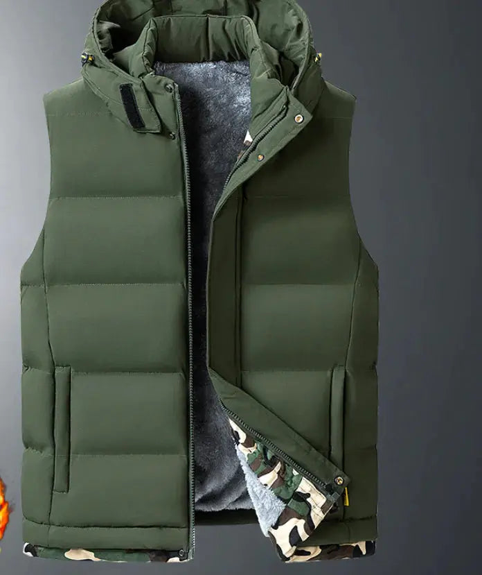 Men's Comfort Velvet Detachable Hood Vest Austin Eleven