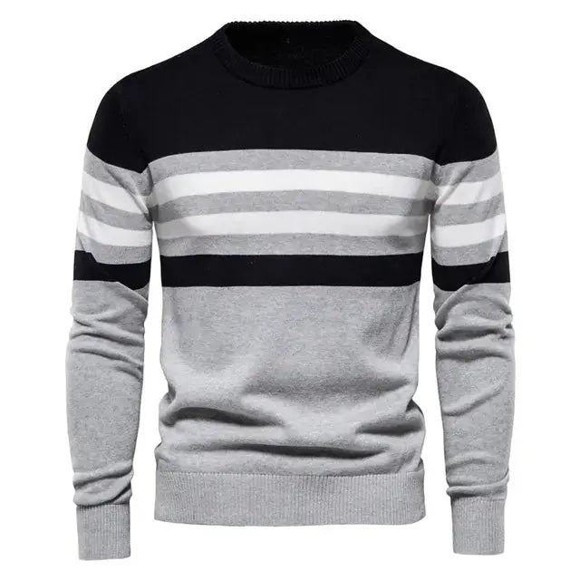 Men's Cotton Striped Pullover Sweater Austin Eleven