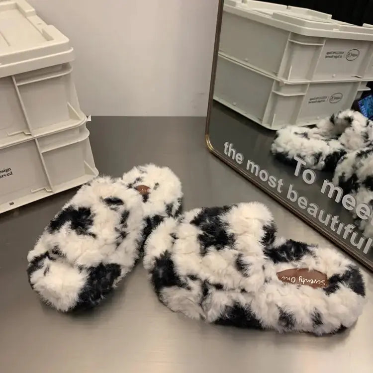 Fluffy Spot Pattern Slippers with Thick Soft Bottom Austin Eleven