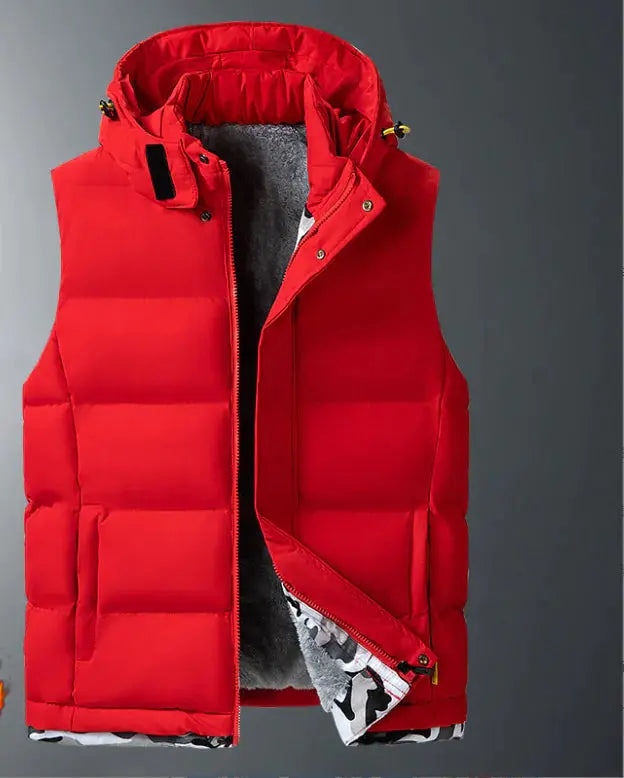 Men's Comfort Velvet Detachable Hood Vest Austin Eleven
