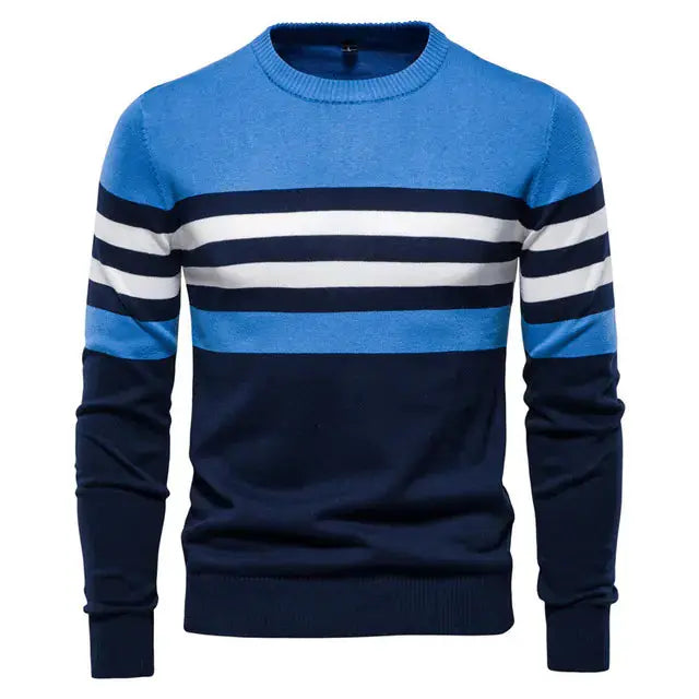 Men's Cotton Striped Pullover Sweater Austin Eleven