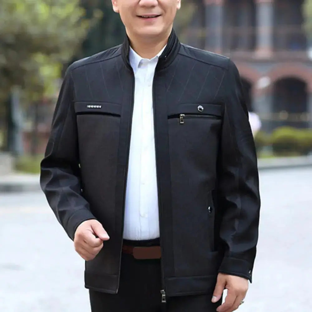 Men's Thick Plush Velvet Jacket with Stand Collar Austin Eleven