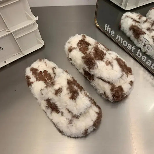 Fluffy Spot Pattern Slippers with Thick Soft Bottom Austin Eleven