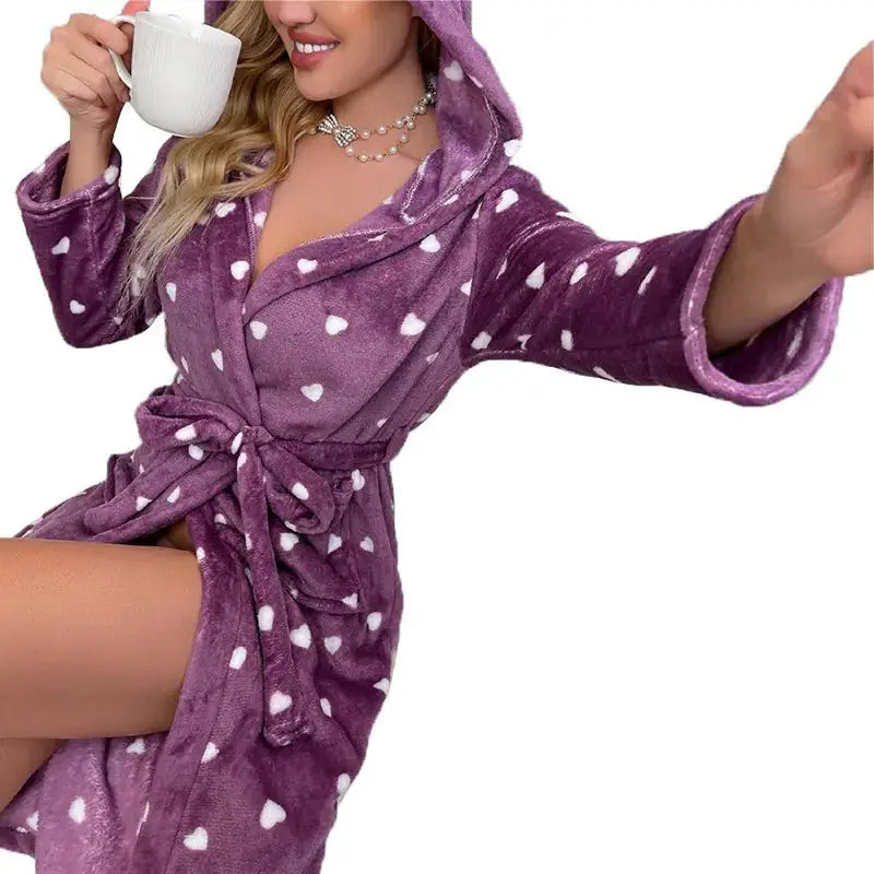 Women's Long Sleeve Plush Bathrobe Austin Eleven
