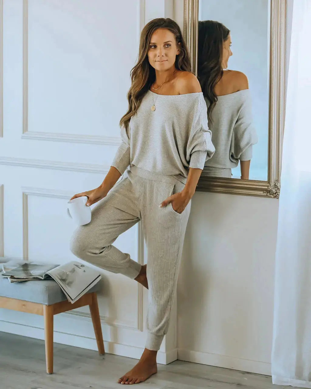 Women's Long Sleeve Round Neck Casual Loungewear Set Austin Eleven