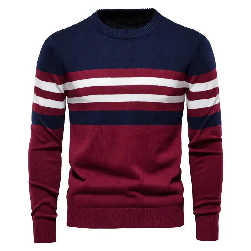 Men's Cotton Striped Pullover Sweater Austin Eleven