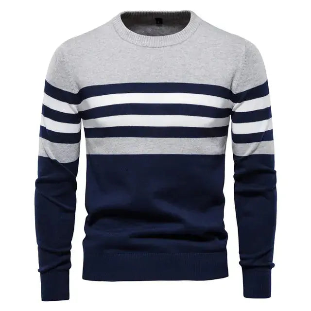 Men's Cotton Striped Pullover Sweater Austin Eleven