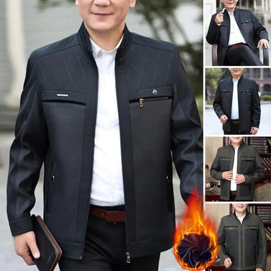 Men's Thick Plush Velvet Jacket with Stand Collar Austin Eleven