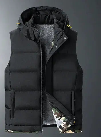 Men's Comfort Velvet Detachable Hood Vest Austin Eleven