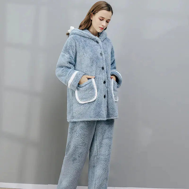 Home Coral Fleece Two-Piece Pajamas Set Austin Eleven