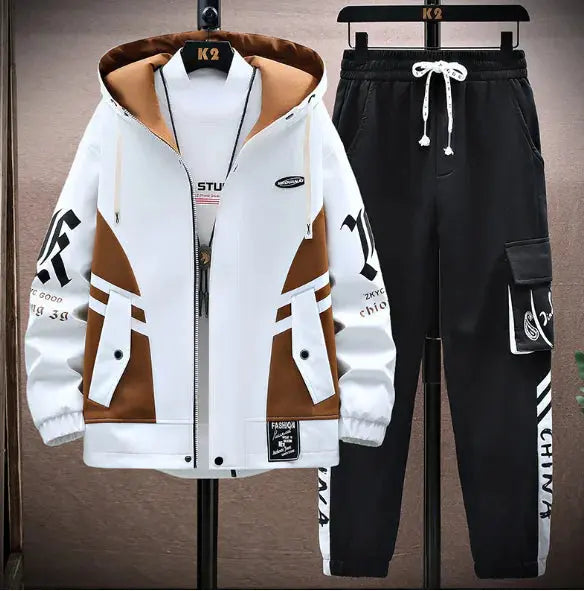 Men's Stylish Patchwork Jacket and Pants Set Austin Eleven