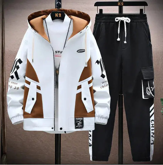 Men's Stylish Patchwork Jacket and Pants Set Austin Eleven