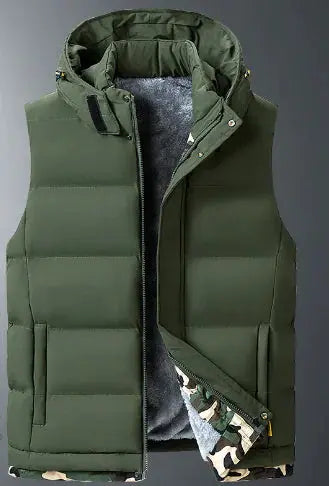 Men's Comfort Velvet Detachable Hood Vest Austin Eleven